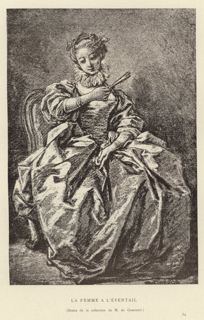 Die Frau mit dem Fächer von Francois (after) Boucher