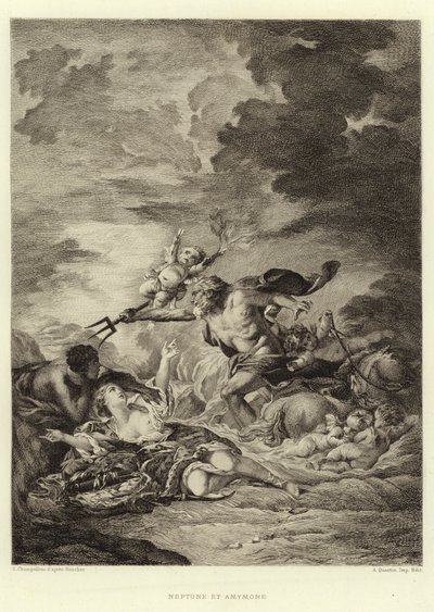 Neptun und Amymone (Gravur) von Francois (after) Boucher