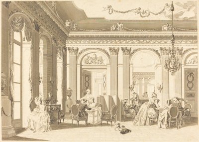Die Versammlung im Salon von Francois Nicolas Barthelemy Dequevauviller after Nicolas Lavreince
