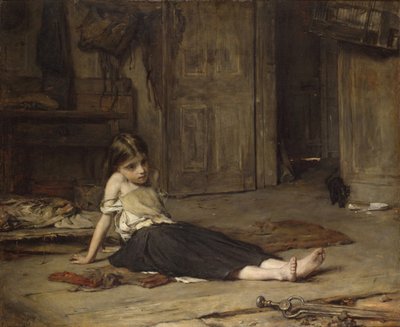 Mädchen am Kamin, 1867 von Frank Holl