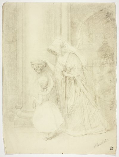 Dame und Mädchen in der Kirche von Frank Stone