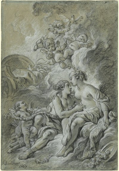 Venus lehnt sich an ihren lieben Adonis ... von François Boucher