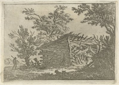 Landschaft mit verfallener Bauernscheune von François Joseph Pfeiffer (II)