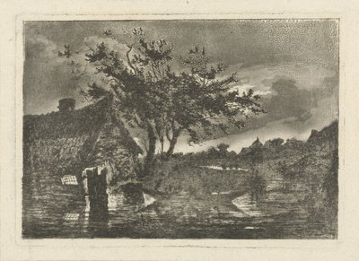 Flusslandschaft mit Bauernhof von François Joseph Pfeiffer (II)