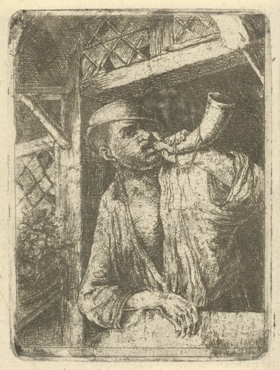 Bäcker bläst auf einem Horn von François de Maleck