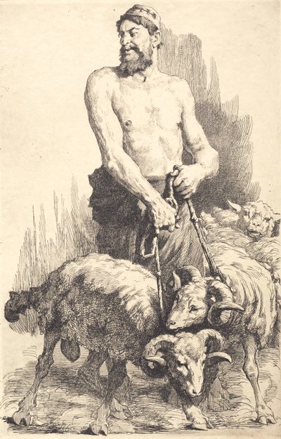 Der Hirte mit den Widdern von Frans Schwartz