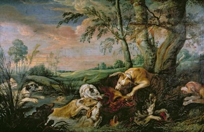 Eine Wildschweinjagd von Frans Snyders or Snijders