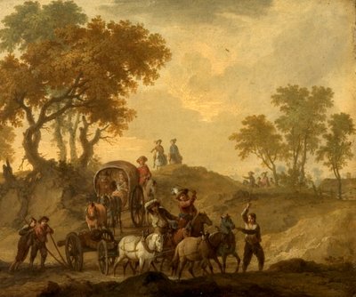 Landschaft mit Gepäckwagen von Franz Ferg