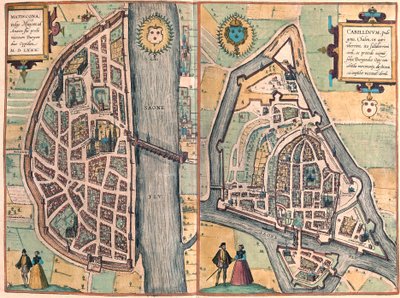 Macon - Chalons sur Saone, Frankreich (Gravur) von Franz Hogenberg