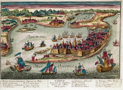 Karte von Cádiz - Spanien (Gravur) von Franz Hogenberg