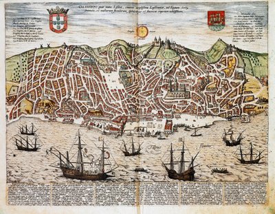 Karte von Lissabon - Portugal (Gravur) von Franz Hogenberg
