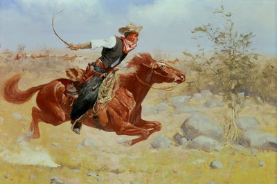 Galoppierender Reiter, ca. 1890 von Frederic Remington