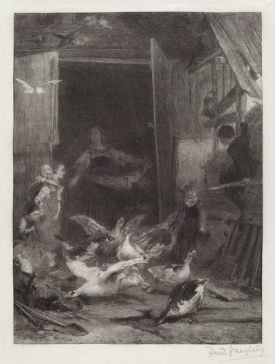 Ohne Titel (Bauernhofszene) von Frederick Juengling