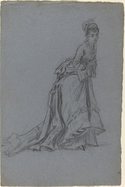 Modische junge Frau schreitet voran von French 19th Century