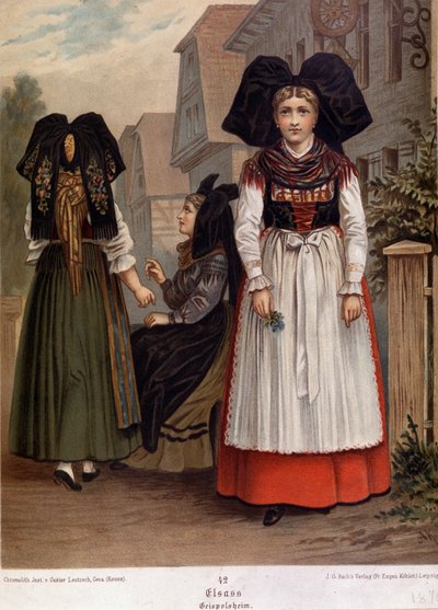 Elsässer in regionaler Tracht von French School