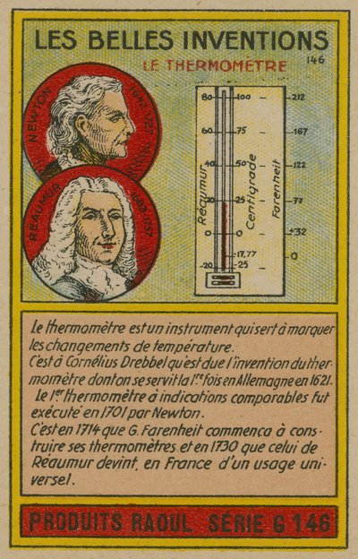 Karte der schönen Erfindungen, Thermometer von French School