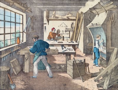 Zimmermannswerkstatt, ca. 1860 von French School