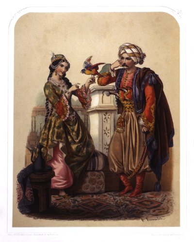 Paar in der Türkei, um 1850 von French School