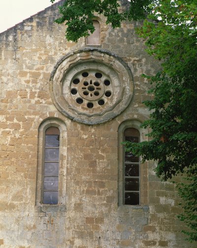 Fassade mit Rosettenfenster, spätes 12. Jahrhundert von French School