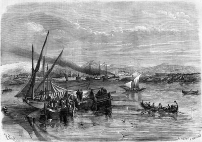 Gesamtansicht des Pireus, Hafen von Athen von French School