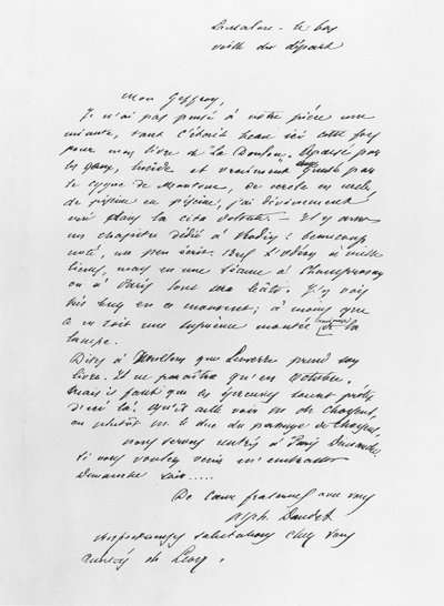 Brief von Alphonse Daudet von French School