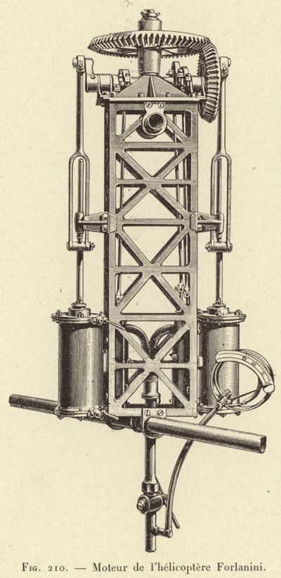 Motor des Forlanini-Hubschraubers von French School