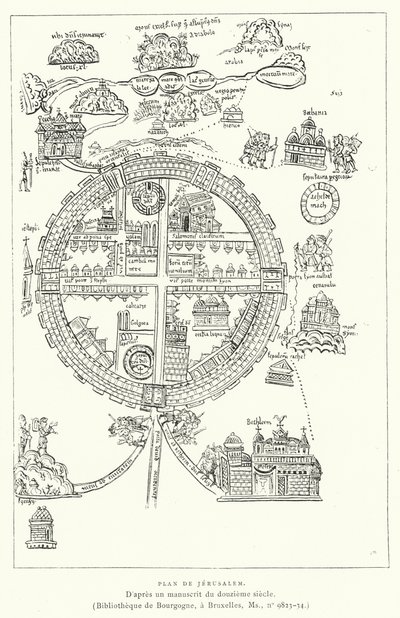 Plan von Jerusalem (Gravur) von French School