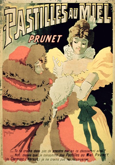 Plakat für Honigpastillen von Prunet, Paris von French School
