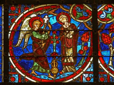 Fenster mit Darstellung der Verkündigung von French School