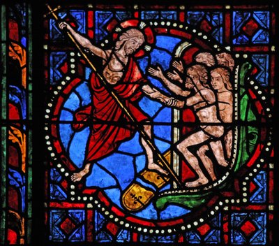 Fenster w02, Darstellung der Höllenfahrt Christi von French School