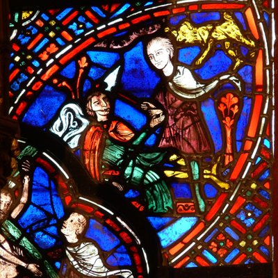 Fenster w0 zeigt Kain und Abel von French School