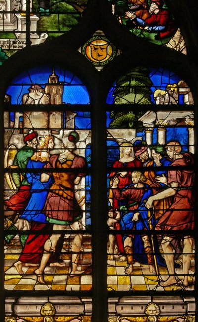 Fenster w17 mit Darstellung des Urteils von Salomo von French School