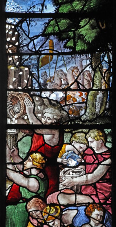 Fenster w1, das das Sammeln von Manna vom Himmel darstellt von French School