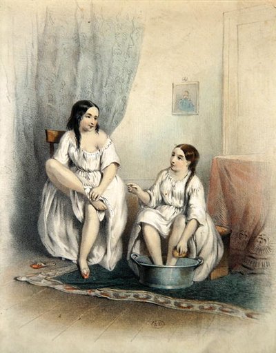 Frauen bei ihrer Toilette von French School