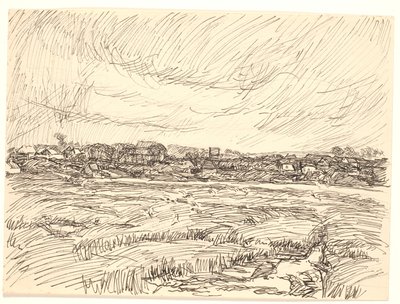 Landschaft mit Dorf von Fritz Syberg
