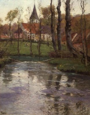 Die alte Kirche am Fluss von Fritz Thaulow