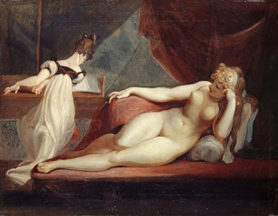 Ruhende weibliche Nackte und ein Klavierspieler, 1799-1800 von Füssli