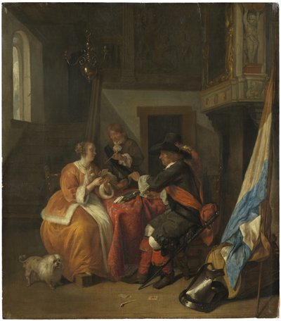 Ein Kartenspiel, ca. 1655-9 von Gabriel Metsu