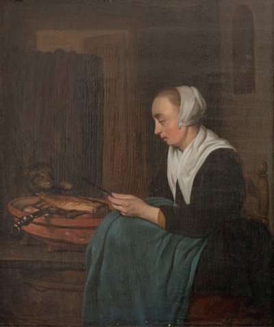Eine schlafende Verkäuferin von Gabriel Metsu