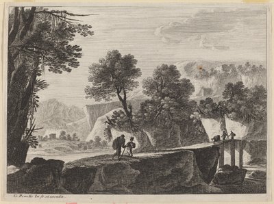 Reisende nähern sich einer Brücke von Gabriel Perelle