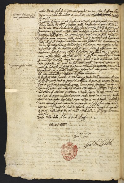 Brief von Galileo Galilei