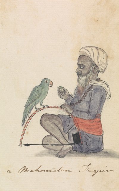 Ein Mohammedaner mit seinem Papagei von Gangaram Chintaman Tambat