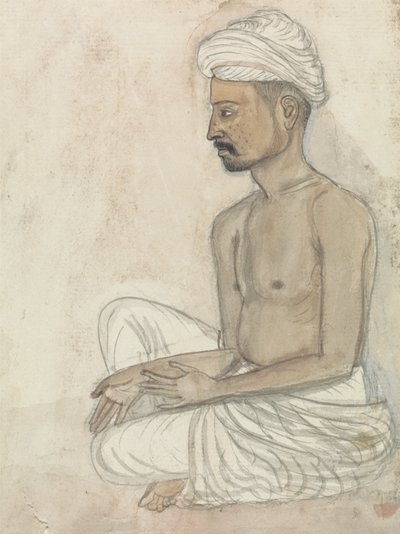 Barbrüstiger Mann im Schneidersitz von Gangaram Chintaman Tambat