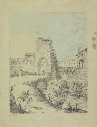 Landschaft mit Stadtmauer von Gasparo Galliari