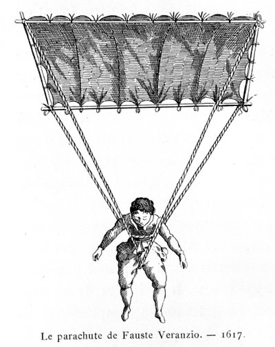 Der Fallschirm von Fauste Veranzio, 1617, 1887 von Gaston Tissandier