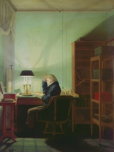 Lesender bei Lampenlicht. 1814 von Georg Friedrich Kersting
