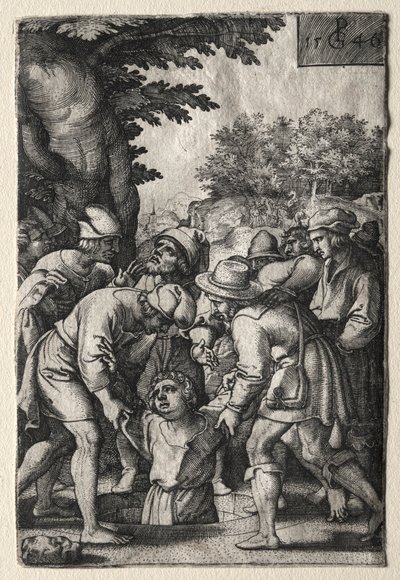 Joseph wird in einen Brunnen hinabgelassen von Georg Pencz