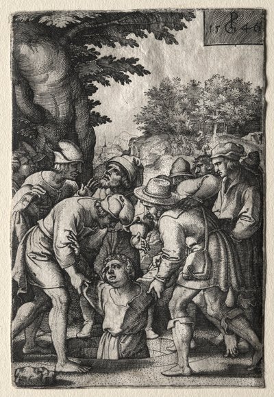 Joseph in einen Brunnen hinabgelassen, 1546 von Georg Pencz