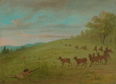 Antilopenjagd - Assinneboine, 1861-1869 von George Catlin