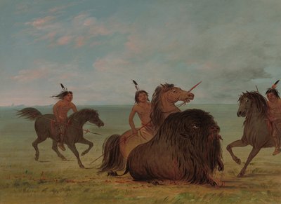 Camanchees, die einen Büffelbullen lanzen, 1861-1869 von George Catlin